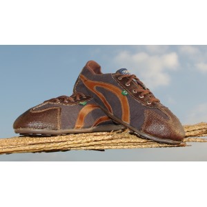 Tennis Rasteira Brown cotton & vegetable leather