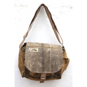 Small shoulder bag in truck's canvas with flap
